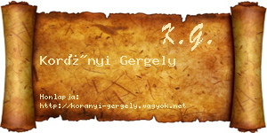 Korányi Gergely névjegykártya